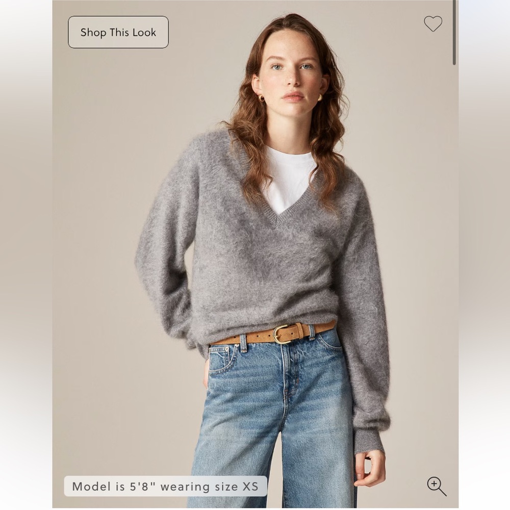 J. Crew Soft Gray Cashmere V-Neck Sweater
